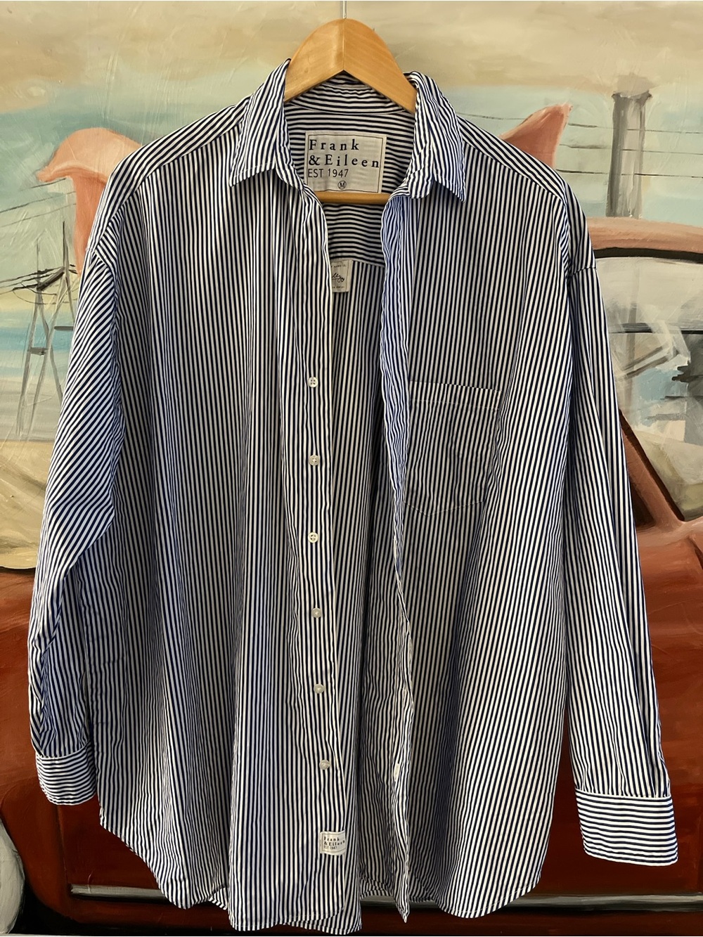 Frank & Eileen SHIRLEY Blue Stripe, Superluxe Oversized Button-Up Shirt